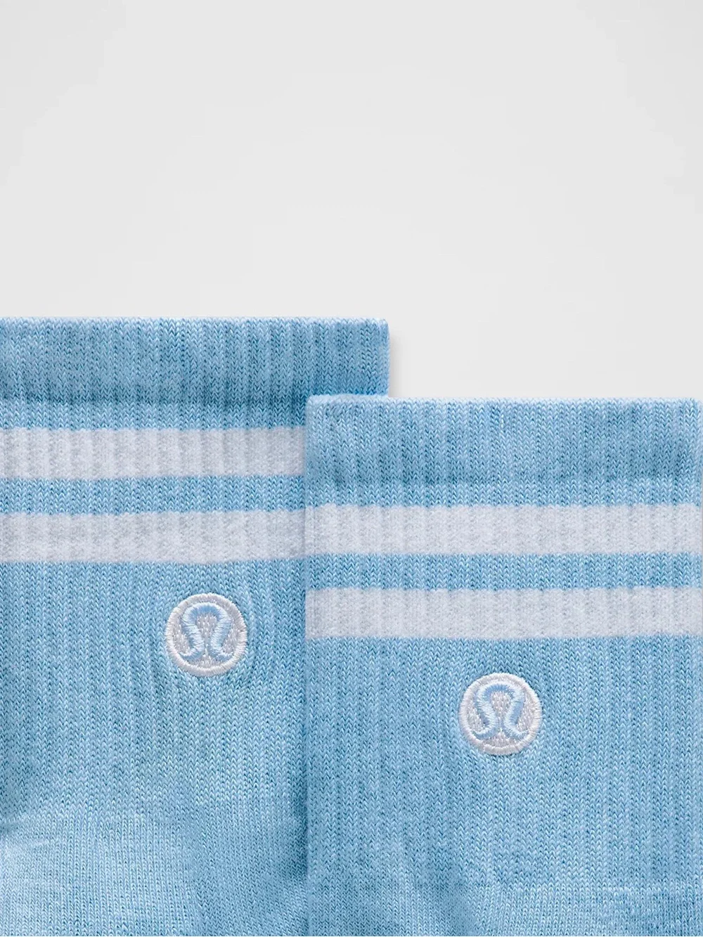 lululemon athletica Light Blue Crew Socks with White Stripes